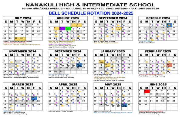 Calendar View of New NHIS Bell Schedule Rotation