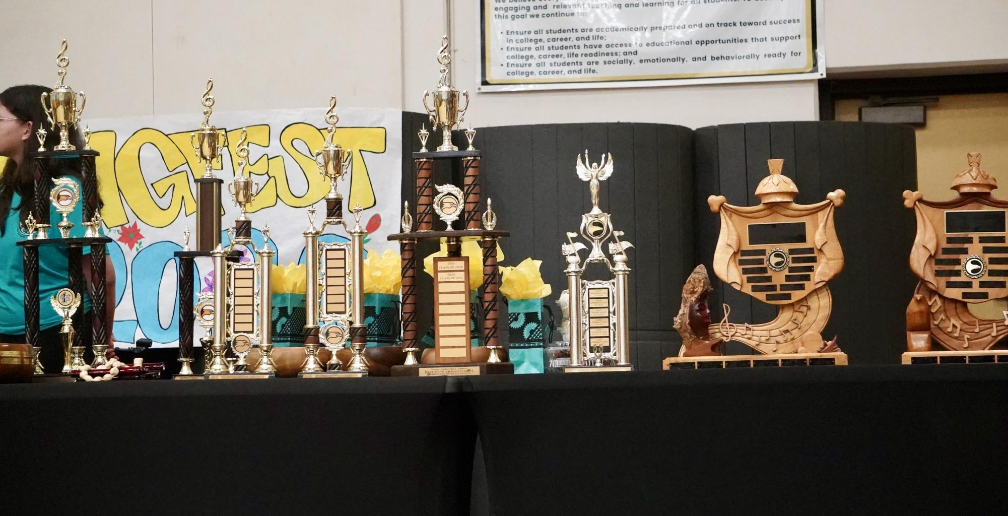 Trophies are passed down to winning classes every year. Before every Songfest, classes return the trophies to Student Government and are displayed for everyone to see in the gym during the Songfest.