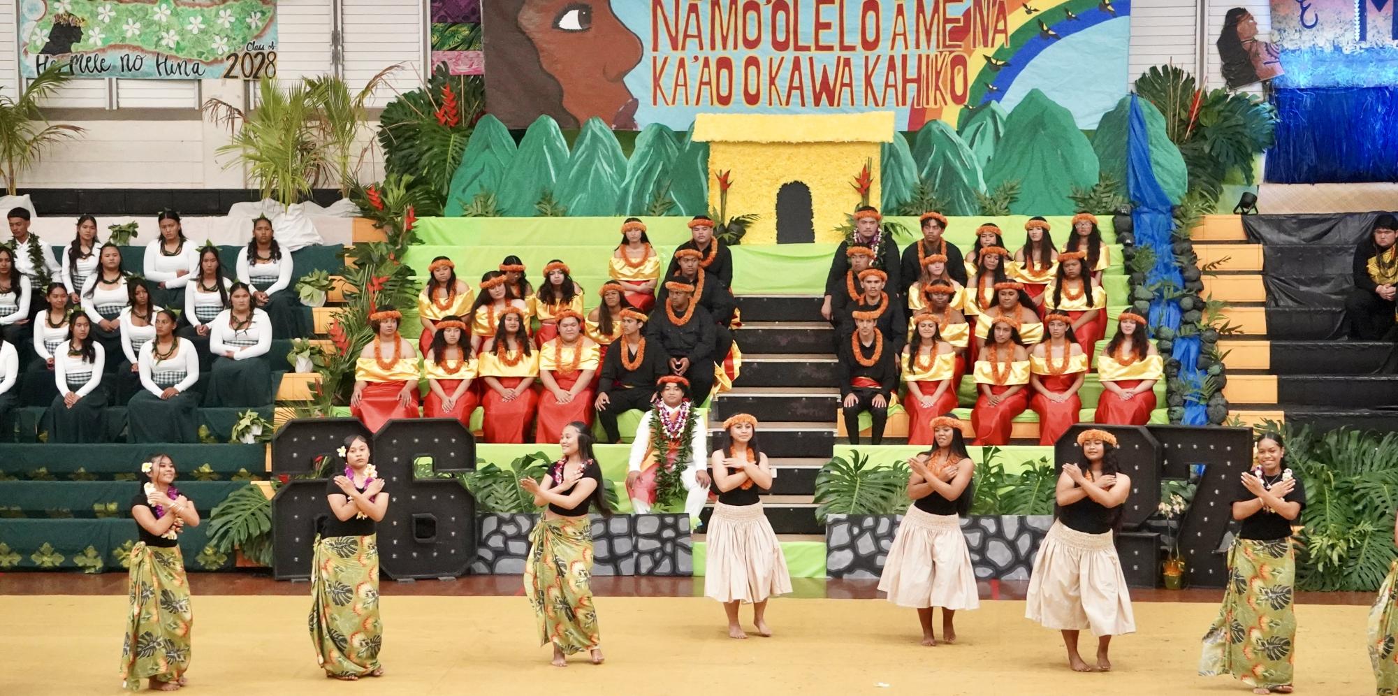 The Moananuiakea Club featured NHIS students from grades seven to twelve. Their hula was taught by Academy of Sustainability ELA 9 and 10 Kumu ʻIlima Puou.
