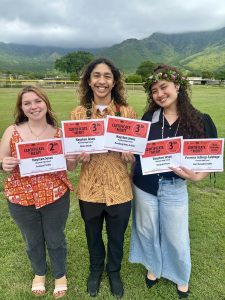Reporters Reza Anderson (9), Haysten Jesus (12), and Promise Jellings-Faletogo (11) attended the 2026 Hawaii High School Journalism Awards.